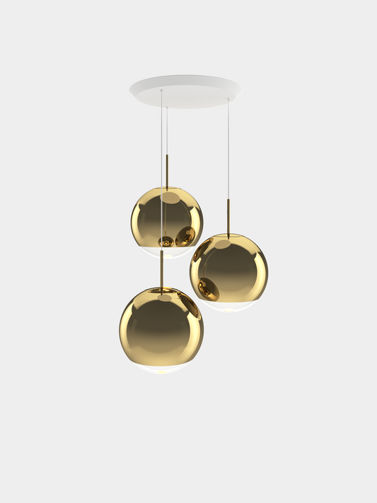 Mirror Ball Pendant System Round 40cm Gold LED EU LED / Round / Gold