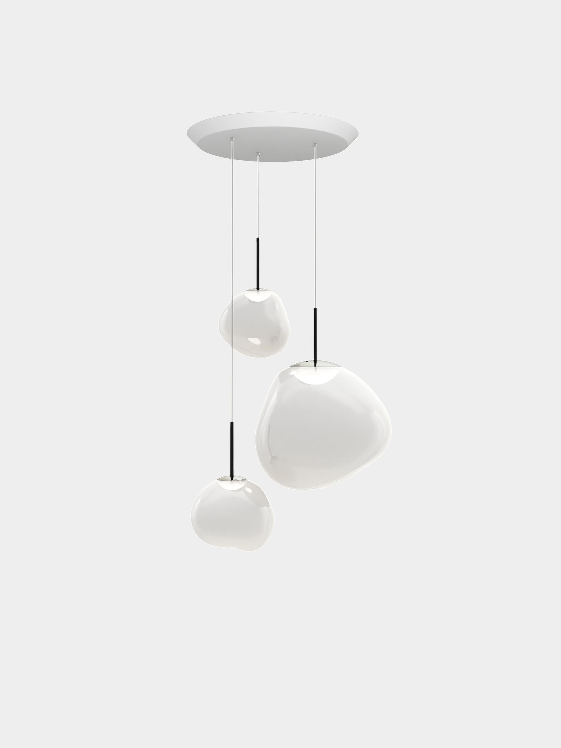 Melt Pendant System Trio Round Opal/Silver LED EU LED / Trio-Round / Silver