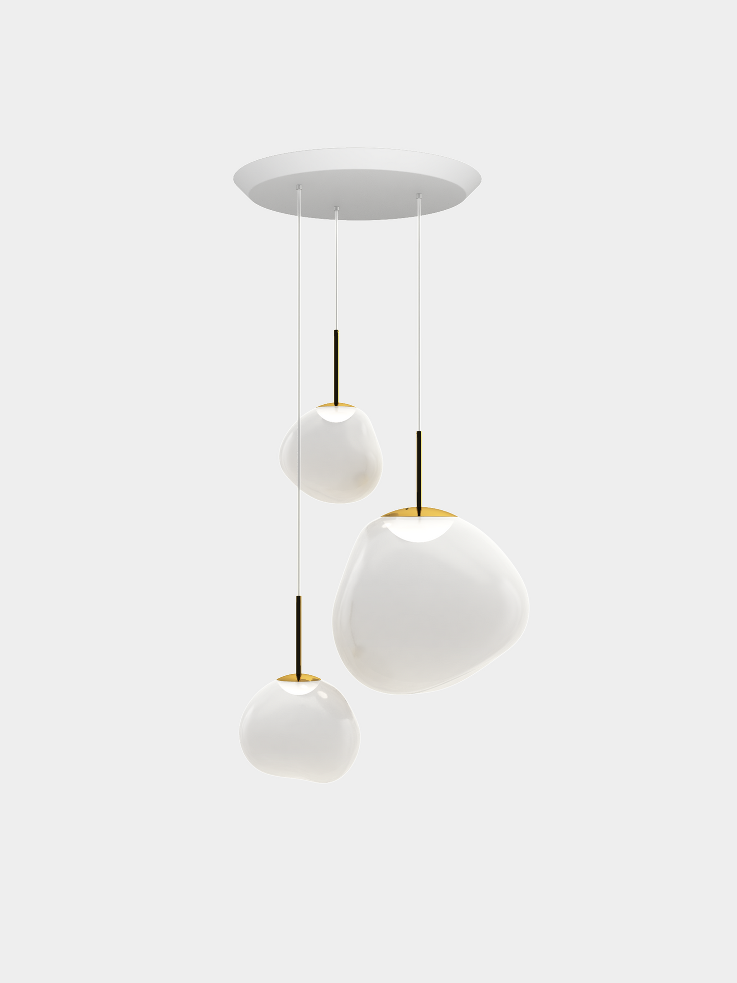 Melt Pendant System Trio Round Opal/Gold LED EU LED / Trio-Round / Gold