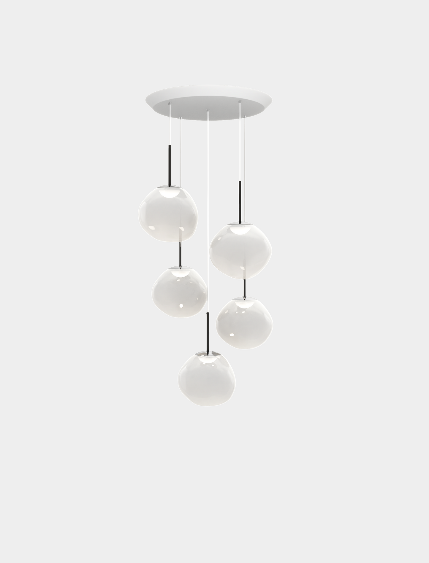 Melt Pendant System Mini Round Opal/Silver LED EU LED / Mini-Round / Silver