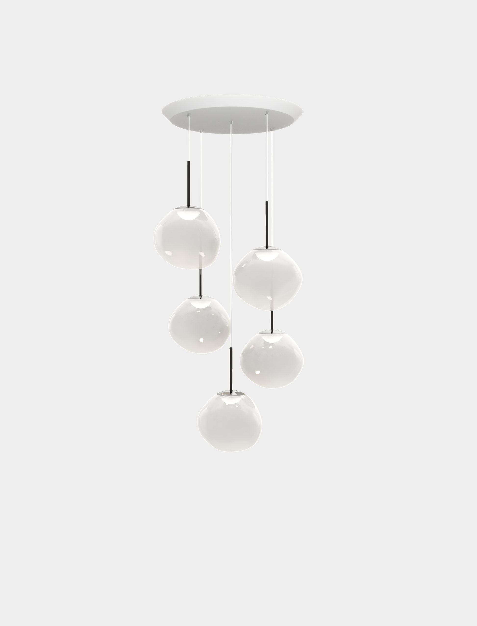 Melt Pendant System Mini Round Opal/Silver LED EU LED / Mini-Round / Silver