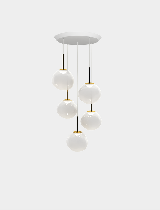 Melt Pendant System Mini Round Opal/Gold LED EU LED / Mini-Round / Gold