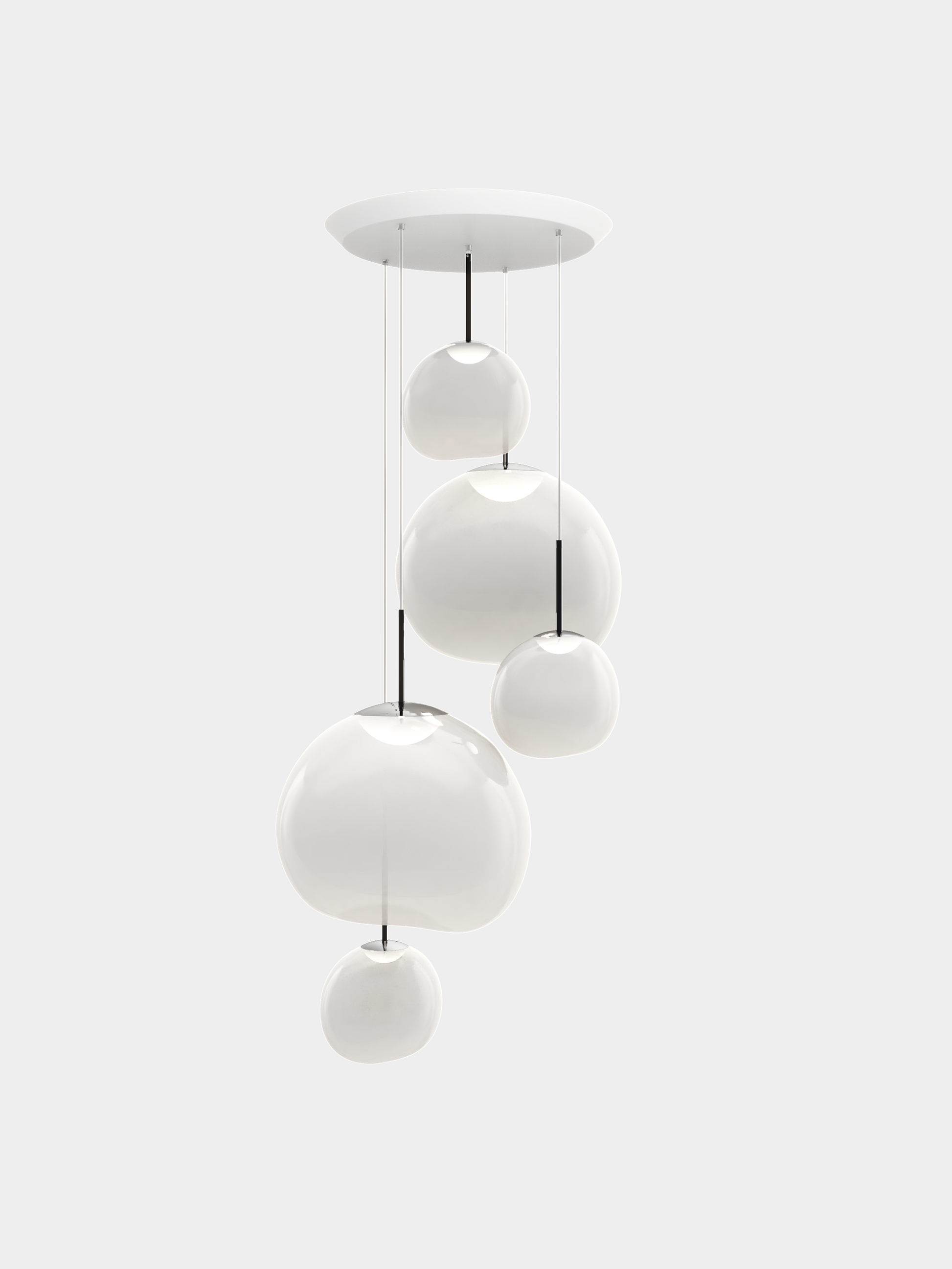 Melt Pendant System Large Round Opal/Silver LED EU LED / Large-Round / Silver