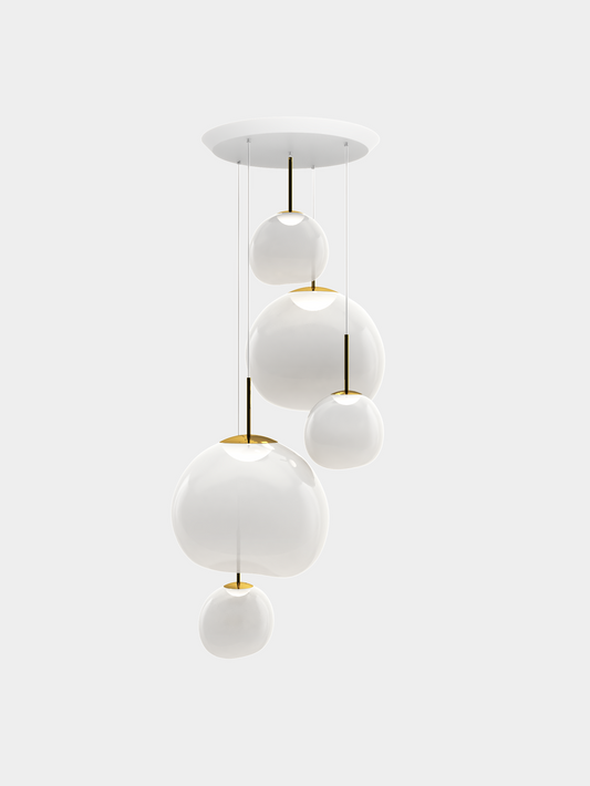 Melt Pendant System Large Round Opal/Gold LED EU LED / Large-Round / Gold