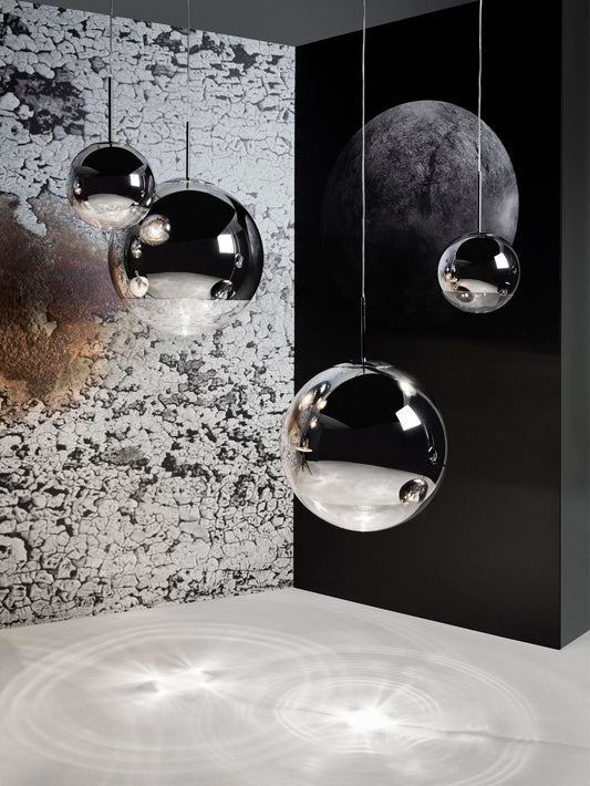 Mirror Ball Pendant 25cm Silver LED CB-CCC